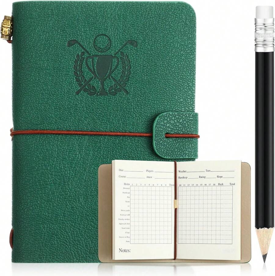 Yexiya Golf Scorecard Book With Pencil Fathers Day Dad Gifts Leather Golf Journal Scorecard Holder Accessories Notebook Log Book Pocket Scorebook Gift For Men Golfers, Sports Outdoor Club - ColorE - View 1