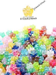100pcs 7mm AB Color Transparent Acrylic Flower Beads, DIY Handmade Beaded Necklace Jewelry Making Materials, Decorative Mixed Color Beads - Multicolor - View 4