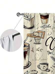 2pcs Coffee Print Kitchen Curtains, No Hole Short Curtains, Suitable For Bedroom, Office, Kitchen, Living Room, Study Home Decor - Multicolor - View 6