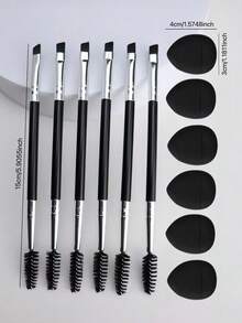 2/6pcs Dual-Ended Multi-Function Eye Makeup Brushes, Eyeliner Brush, Eyebrow Brush, Eyelash Brush, Eye-Specific Makeup Brushes, Travel Essential, Easy To Carry - Black - View 4