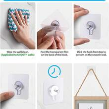 Picture Frame Wall Hooks, Transparent Reusable Adhesive Hooks, Waterproof And Oil-Resistant, Bathroom And Kitchen Wall Hooks - Multicolor - View 5