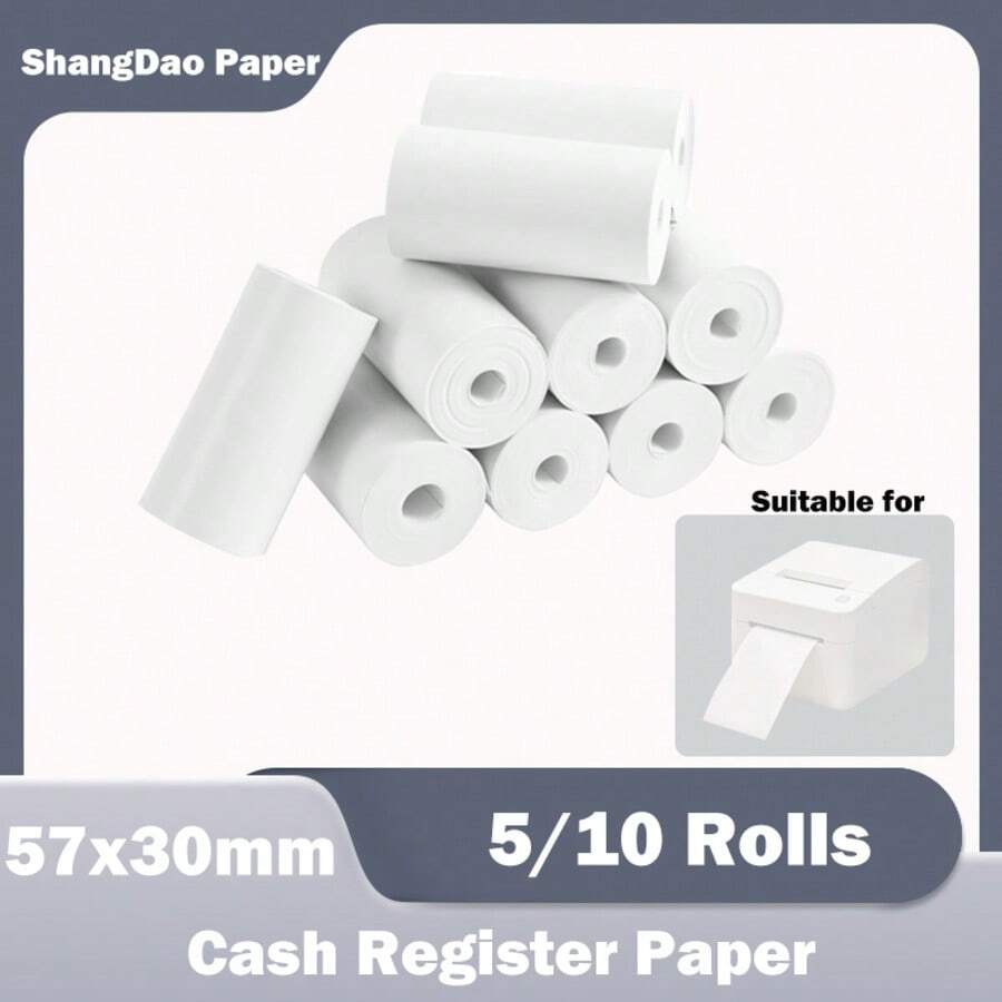 5/10 捲 57x30mm 熱感紙捲,POS 收據紙,適用於收銀機、超市、外帶打印機 - Thermal Paper - 查看 1