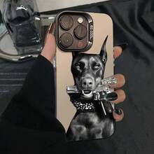 West Coast Doberman Pattern Phone Case, Suitable For Iphone 16Promax 16Pro 16Plus 16 15Promax 15Pro 15Plus 15 14Promax 14Pro 14 13Promax 13Pro 13 12Promax 12Pro 12 11Promax 11Pro 11, Stylish Phone Shock Absorber Cover - Translucent Black - View 1