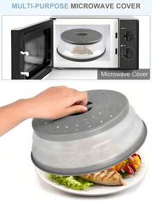 Silicone Microwave Splash Guard Cover, Large With Handle, Food & Fruit Strainer Lid, Microwave Cover, Kitchen Utensils, Kitchen Tools, Wedding Christmas Birthday Table Decor, Meal Prep Kitchen Gadget - Multicolor - View 4