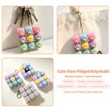 1 pieza Llavero de juguete con teclado de 9 teclas con forma de pata de gato, mini botón de tecla para alivio de presión, colgante para mochila, regalo sensorial para alivio de la ansiedad - Multicolor - Ver 6