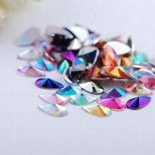 ICIQ 50pcs 8*13mm Acrylic Non-Hotfix Rhinestones Flat Back Teardrop Shape AB Color DIY Jewelry Crystal Stones For 3D Nail Art, Clothing, Wedding Outfits - 8mm*13mm - View 6