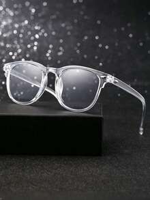 1pc Men's Geometric Pattern Plastic Full Frame Black Style Men's Clear Lens Daily Life Glasses - Clear - View 1