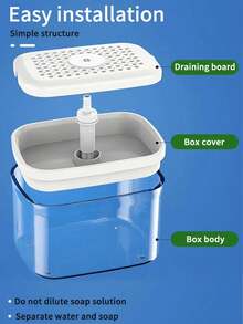 Kitchen Soap Dispenser, Plastic Soap Sponge Holder And Sponge, Dish Soap Dispenser, Space-Saving Kitchen Sink Dishwashing Organizer, Convenient Manual Soap Pump, For Home Cleaning, Kitchen Accessories, Kitchen Storage, Bathroom Accessories - Multicolor - View 9