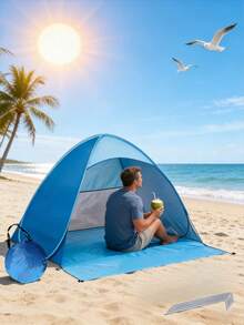 Fully Automatic Beach Tent, Durable And Foldable. It Protects You From Sunlight And Provides UV Protection. The Back Panel Adopts Mesh Curtains, Suitable For Outdoor Beaches, Courtyard Lawns, Camping, And Rest, Making It An Excellent Gift For Summer. - 彩色 - 查看 13