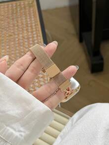 1pc Shiny Metal Compatible Women's Bracelet Band 38mm 40mm 41mm 42mm 44mm 45mm 46mm 49mm Chain Strap - Rose Gold - View 5