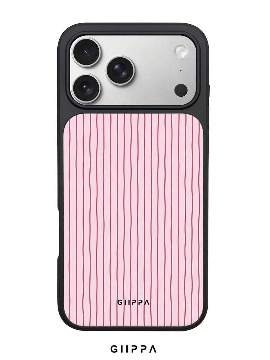 GIIPPA GllPPA Fond rose clair avec motif de rayures ondulées, impression haute définition avec finition mate, coque de téléphone à la mode et amusante, compatible avec Apple Phone 17/16/15/14/13/12/11 Pro Max/Plus/Mini/17e, design élégant convenant aux hommes et aux femmes, cadeau parfait pour la petite amie pour Noël, la Saint-Valentin, Pâques, la saison des mariages et l'anniversaire! - Multicolore - Voir 1