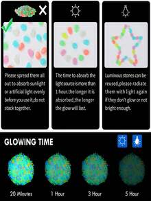 600/400/200/100pcs New Glow-In-The-Dark Stones, Colorful Resin Stones, Suitable For Garden, Lawn, Aquarium, Wedding And Night Decoration, Activated In Darkness, Plastic Material, Suitable For Multiple Occasions - A - View 10