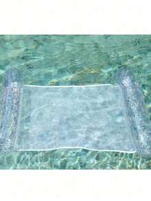 1 pieza Colchón inflable flotante con lentejuelas transparentes, flotador de piscina inflable de doble tubo con bomba de aire, sillón flotante plegable para piscina, vacaciones y ocio para adultos - Multicolor - Ver 15