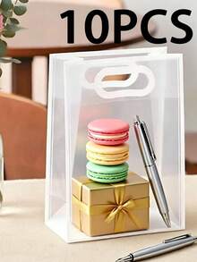 20pcs/10pcs/5pcs Transparent PVC Gift Bags (Ribbon Not Included), Tote Bags, Suitable For Birthday, Wedding, Valentine's Day, Graduation Ceremony And Other Occasions, Transparent Plastic Gift Bags, Large Capacity Cosmetic Storage Bags - Black and White Transparent - View 15