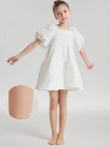 1件女童幼兒舞蹈緊身褲/褲襪/絲襪，膚色杏色卡其色純色，足套式網襪褲，卡通愛心圖案，提花薄款高彈力足套網襪，適合日常穿著，可愛校園風，春夏四季通用，適合學生日常派對穿搭，可搭配裙子、短褲、小皮鞋，開學季校園穿搭 - 杏色 - 查看 1