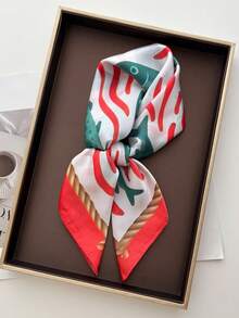 1pc Women Elegant Vintage Fashion Thin Satin Square Imitation Silk Scarf, Bandana Vintage Casual Women's Neck Scarf, Shawl Women's Headscarf - Multicolor - View 1