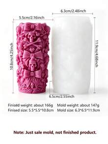 Sweet Cool Bow Skull And Vintage Rose Skull Original Silicone Mold, Compatible With Soy Wax, Plaster, Handmade Soap, Resin DIY One-Piece Molding, Suitable For Halloween, Dark Girl Style Home Decor Handmade DIY Aromatherapy - Skull Cylindrical Mold - View 10