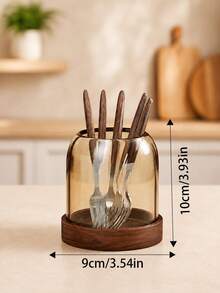 Exquisite Affordable Luxury Amber Glass Chopstick Holder, Dust-Proof Design, Fashionable Kitchen Utensil Storage Container, Suitable For Knives, Forks, Spoons, Ideal For Home Kitchen, Dining Table And Restaurant - View 14