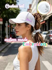 1pc Personalized Women's Breathable Mesh Baseball Cap, Customizable Embroidered Name/Letter Tie-Dye Summer New Style Baseball Cap, Suitable For Ponytail, Outdoor Sun Hat, Fashionable And Breathable - Multicolor - View 2