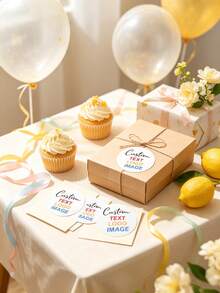 500/1000 piezas Pegatinas de regalo personalizadas, etiquetas personalizables con texto/logo/imagen/logo de negocio redondo, pegatinas personalizadas a granel para boda/cumpleaños/despedida de soltera/reunión - Multicolor - Ver 4
