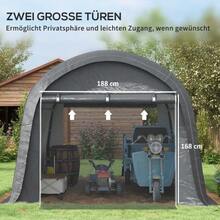 Foliengerätehaus 3x3m Gerätehaus With UV Protection, Water-Resistant, Steel, PE, Grey, With Two Roller Doors - Gray - View 2