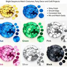 6-65mm Single-Hole Round PVC Sequin DIY Jewelry Clothing Decoration Glitter Pendant - Blue Sequins - View 7