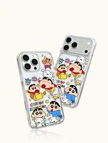 Miniso 可愛搞怪蠟筆小新手機殼，支援無線充電與磁吸功能，輕量防滑耐用，適合卡通動漫風格，適用夏季 iPhone 17 17Air 17pro 17promax 11 12 13 15 16pro 16promax 14Plus 15Plus 16Plus 15pro 16promaxXR，適合送給家人朋友的節日禮物 - 透明4 - 查看 6