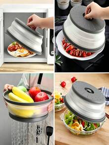Silicone Microwave Splash Guard Cover, Large With Handle, Food & Fruit Strainer Lid, Microwave Cover, Kitchen Utensils, Kitchen Tools, Wedding Christmas Birthday Table Decor, Meal Prep Kitchen Gadget - Multicolor - View 11