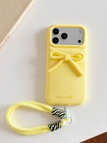 Lolla 1pc Fresh Bowknot Lanyard Anti-Drop Silicone Phone Case Compatible With IPhone 15 Pro Max/16/16 Pro/16 Pro Max/17/17 Pro/17 Pro Max - Multicolor - View 8