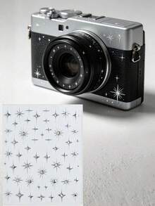 1pc Shiny Silver Starburst Star Sticker, Waterproof Self-Adhesive Metallic Texture Sticker, Decorative Sticker For Camera, Phone Case, Earphone Case, Digital Shell, Daily Items, Versatile Exquisite Decoration School Supplies - Silver Starburst Rhinestone - View 1