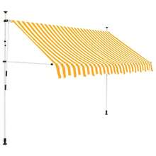 vidaXL Retractable Awning, Hand-Operated, Water-Repellent, Sun Protection, Clamp-On Awning For Balcony, Patio, Garden, 300cm, Yellow, Orange And White Striped - Orange and White - View 11