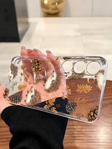 1pc Autumn Fallen Leaves Yellow Hedgehog Transparent Soft Protective Phone Case Compatible With Huawei Honor, Galaxy A04e/12/A13/A14/A34/A50/A52/A53/A54/S21/S22/S23/S24/S25/S25Ultra/S25FE/S26/S26 PLUS/S26 ULTRA/S26 EDGE, 6A/7A/8A, 12T/13T/15T/15T Pro [International Version, Not Local Version] - Clear - View 4