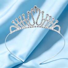 Corona de plata con diseño de doble cisne totalmente de strass, accesorio de fotografía para cumpleaños de niñas, diadema versátil para niñas para pasarela y actuación - Plateado - Ver 5