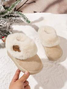 Infant Toddler Bear Plush Snow Boots, Thermal Lined Thickened Soft Sole Slip-On Anti-Slip Warm Winter Shoes For Winter - Beige - View 3