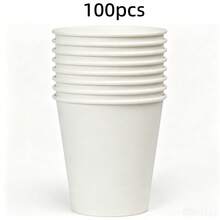 100/50/25/10 piezas Vasos de papel para café de 9 oz, vasos para agua, vasos para bebidas, vasos para leche, vasos para jugo, adecuados para bebidas calientes y frías, vasos de papel blanco para café caliente, adecuados para agua, jugo o té, oficina, fiesta, hogar, viaje, adecuados para fiesta, picnic, viaje y eventos - Blanco - Ver 11