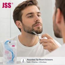 JSS Stainless Steel Round Tip Safety Beard Scissors Facial Hair Trimming Scissors For Nose Eyebrow Ear Hair - Silver Beard Clippers - View 4