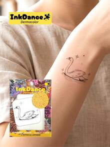 1 Set Temporary Tattoo Stickers, Minimalist Elegant Swan Design, Realistic Tattoo Effect, Waterproof, Body Art, Colorful, InkDance, Ink Dance, Easy To Apply And Remove CMNF039 - Multicolor - View 7