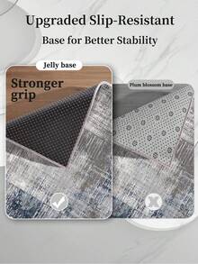 Modern Abstract Gray Blue Long Runner Rug, Non-Slip Jelly Backing, Machine Washable, Suitable For Hallway, Kitchen, Entryway, Laundry Room And Bedside - Grey - View 8
