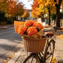 32 piezas Ramo de hortensias artificiales, ramo de hortensias falsas de seda de otoño con tallos, para ramo de boda DIY, decoración de despedida de soltera, decoración de hogar, oficina, habitación, cocina, jardín, hotel, exterior, decoración de fiesta de baby shower, decoración de Halloween, decoración de otoño, decoración de Acción de Gracias - Naranja - Ver 8