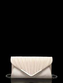 Pink Satin Ruched Evening Clutch Bag - Apricot - View 6