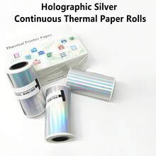 Papel de Pegatinas Holográfico Plateado T02 Compatible con T02/M02/Q02E/T02 Pro/D20/D21 Impresora Térmica Mini Pods Etiquetas Adhesivas 50mmx3.5m Para Diario Fotos Textos Notas de Estudio Pegatinas, 3 Rollos - Ver 9