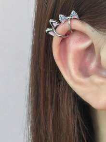 1pc Cute Rabbit Ear Unique Design Ear Clip For Women, Sweet Cat Ear Playful Ear Cartilage Clip Ear Jewelry - Multicolor - View 8