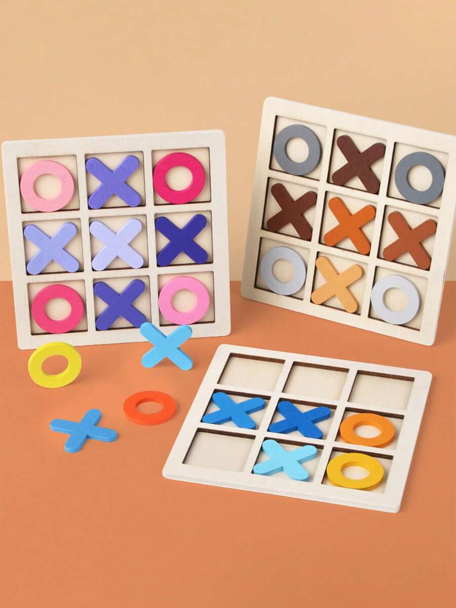 Wooden Chess Toys For Children's Puzzle Game XO Double Play Parent-Child Interaction Recommends Traditional Desktop Chess - 彩色 - 查看 1