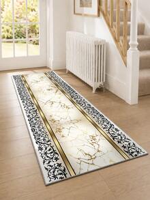 Luxury Gold Marble Runner Rug,800g/M² Upgraded Jelly Base Washable Hallway Kitchen Entryway & Laundry Bedside Long Carpet - Gold - View 1
