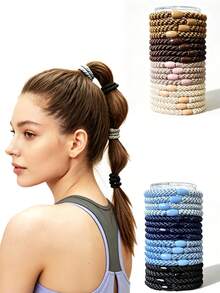 SUNCDELV SLIK 16入/8入高彈性高馬尾髮圈 運動彈性髮繩 日常休閒髮飾 - 彩色 - 查看 11