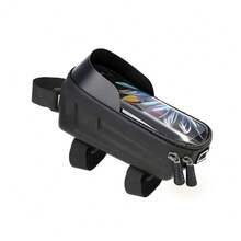 Bicycle Front Frame Bag Strap Tube Bag, Mountain Bike Front Frame Bag, Cycling Seat Front Frame Phone Storage Bag - Black - View 11