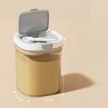 Flip-Top Sealed Storage Jar With Measuring Spoon, Transparent Plastic Material, Excellent Sealing Performance, Suitable For Storing Grains, Spices, Milk Powder, Etc., Ideal For Kitchen, Pantry And Travel, Food Container, Plastic Container With Lid, Storage Box, Dispensing Box, Travel, Milk Powder Box, Kitchen Supplies - Multicolor - View 17