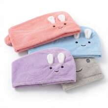 1 Microfiber Hair Drying Towel With Ear Design - Coral Pink - View 4