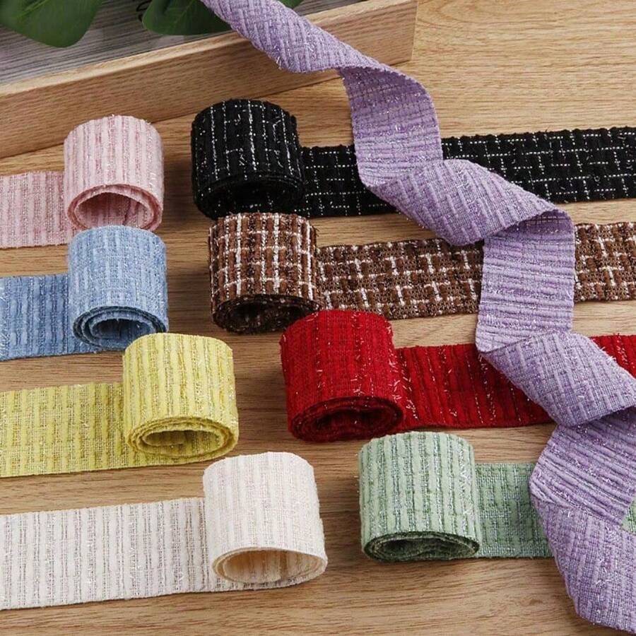 編織毛絨格紋緞帶 DIY 蝴蝶結髮飾髮箍衣飾緞帶禮品緞帶 - 多色 - 查看 1