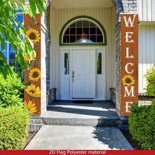 2D Flat, 1pc, Welcome To Connect, Polyester Material. Sunflower Theme - Multicolor - View 5